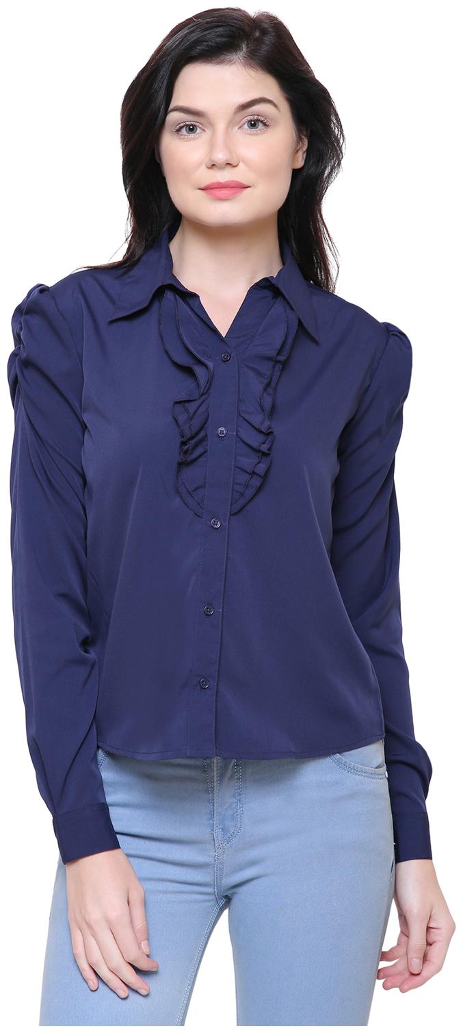 

Arovi Women Solid Shirt style - Blue