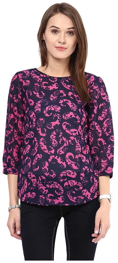 

AROVI Blue And Purple Georgette Top