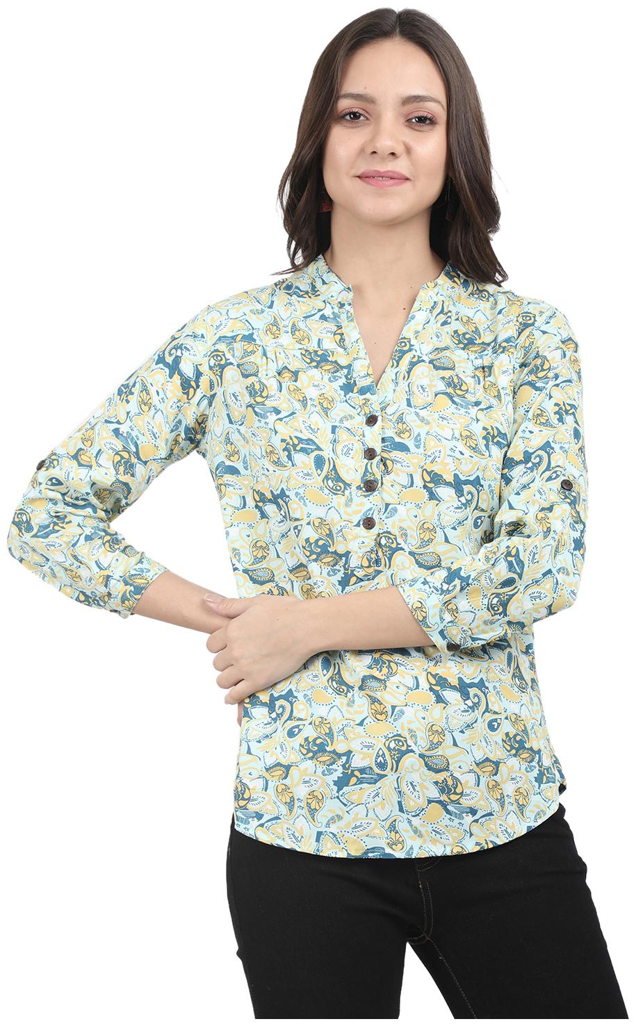 

Arovi Women Printed Regular top - Green