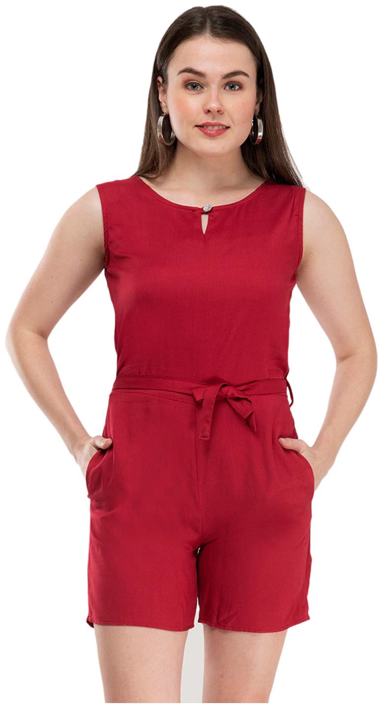 

Arovi Solid Romper - Maroon