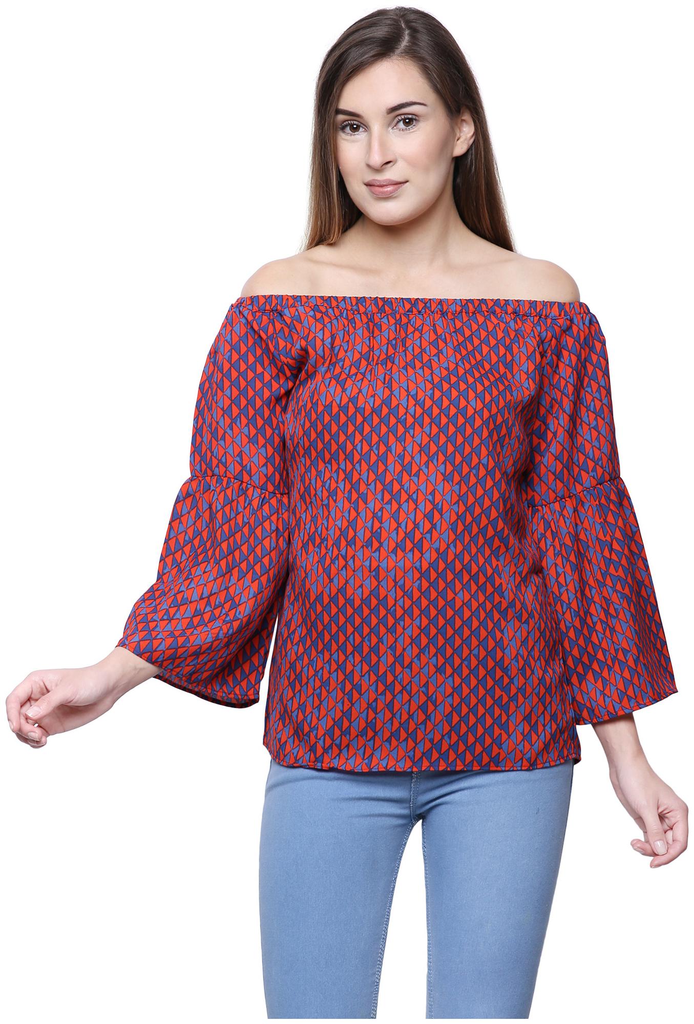 

Arovi Women Geometric Regular top - Maroon