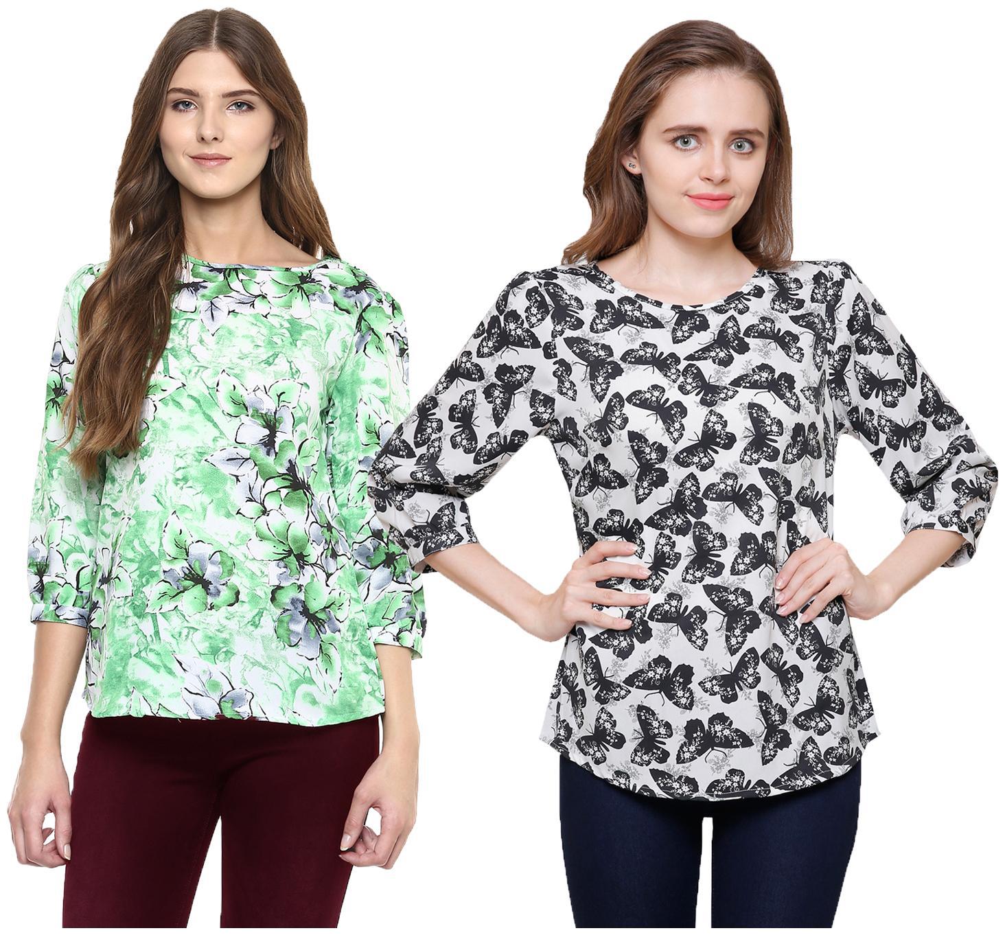 

Arovi Women Printed Wrap top - Multi