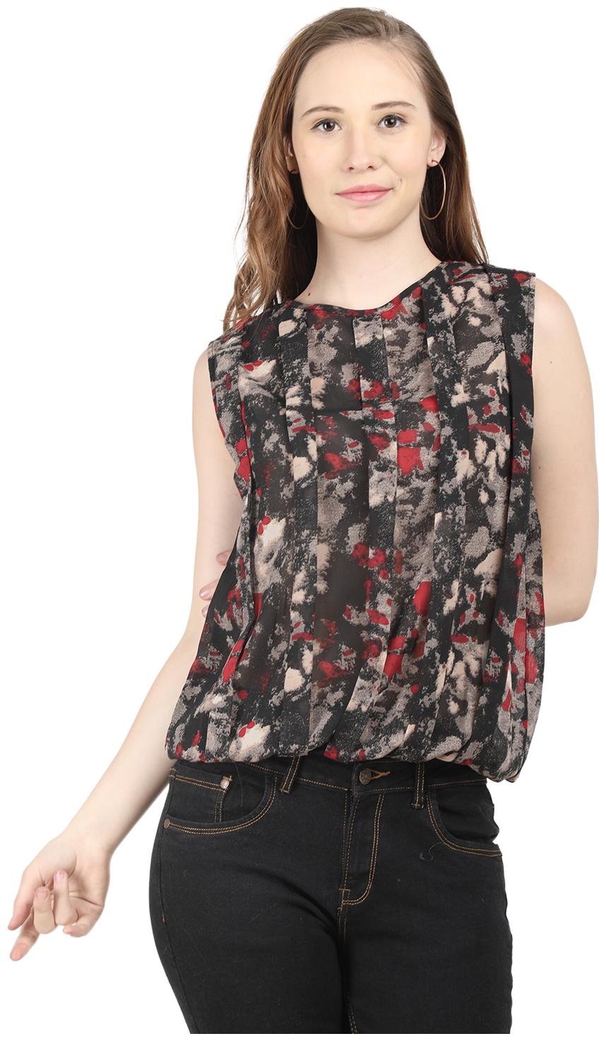 

Arovi Women Floral Regular top - Black