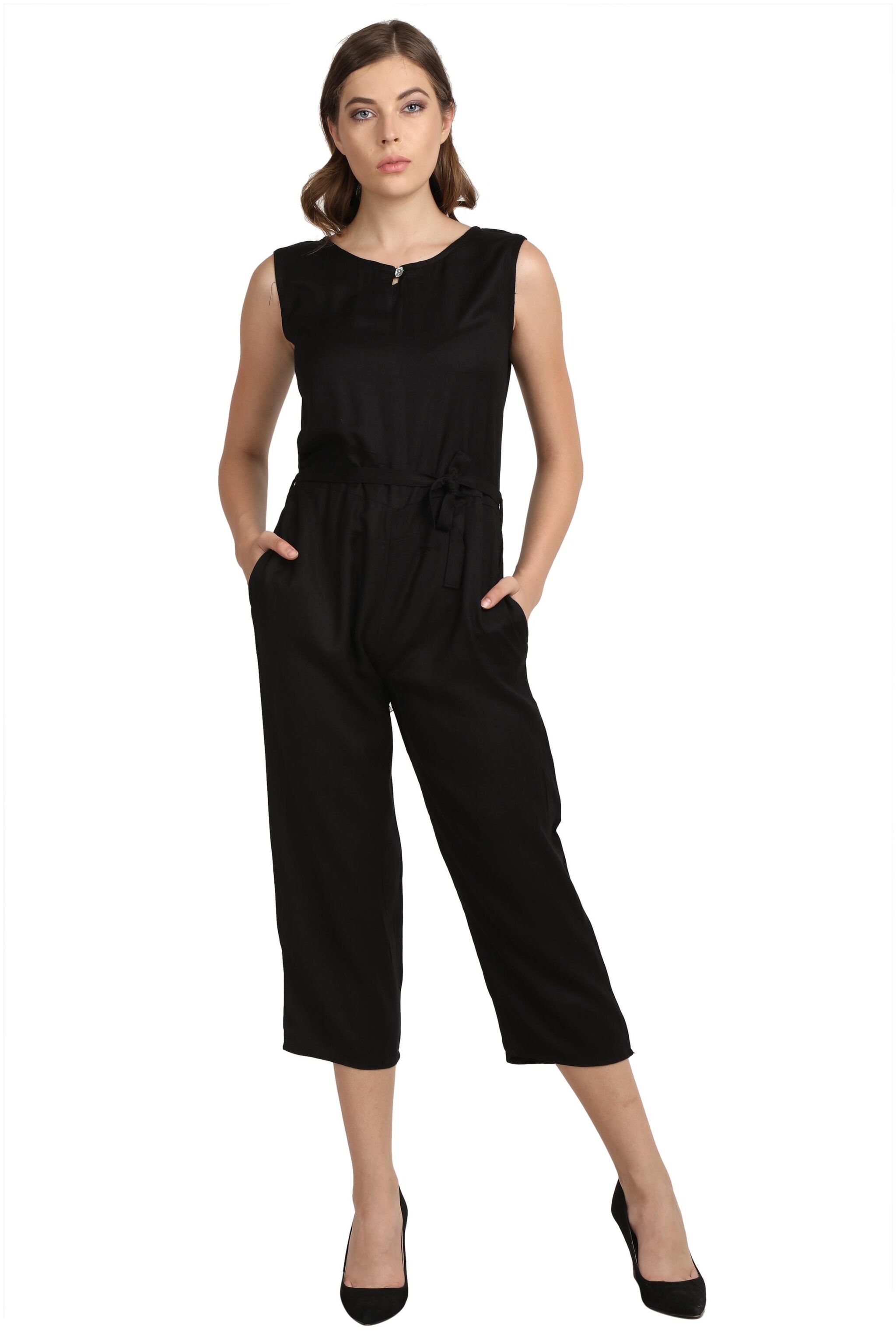 

Arovi Solid Jumpsuit - Black
