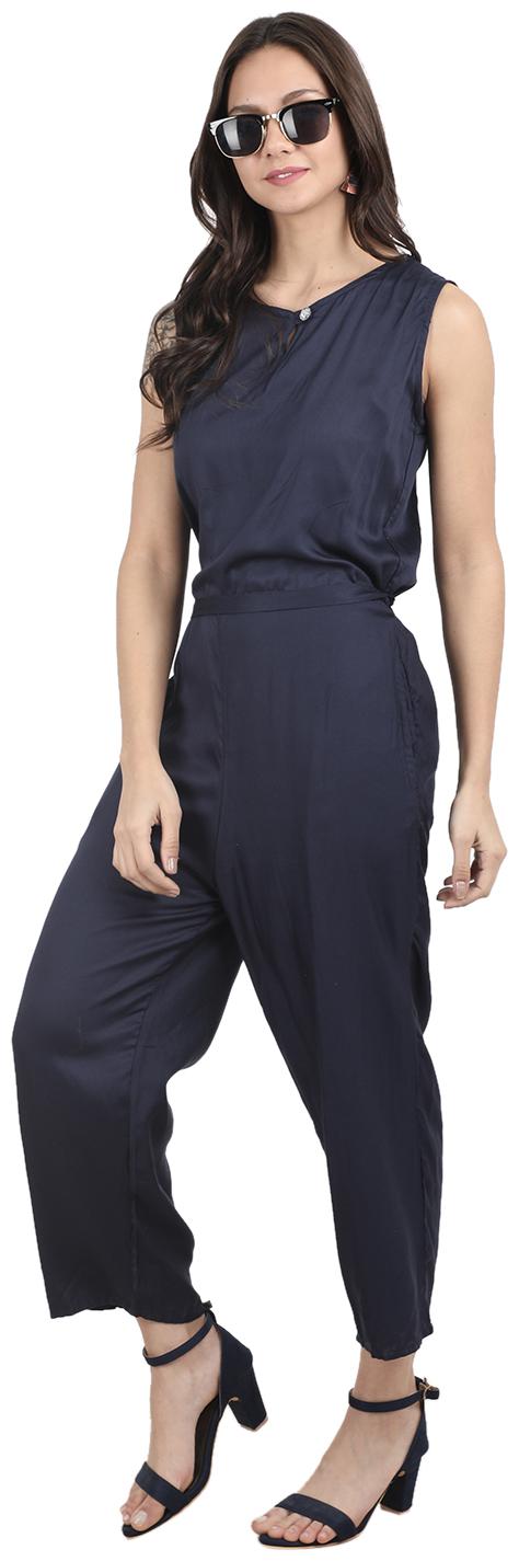 

Arovi Women Georgette Regular Fit Jumpsuit (Navy Blue)
