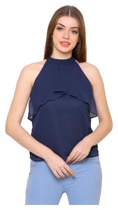 

Arovi Women Solid Regular top - Blue