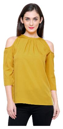 

Arovi Women Solid Regular top - Orange