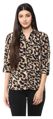 

Arovi Women Black Solid Regular Fit Shirt