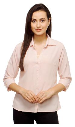 

Arovi Women Pink Solid Regular Fit Shirt