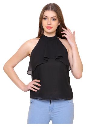 

Arovi Women Solid Regular top - Black