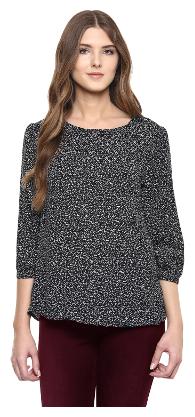 

Arovi Women Geometric Regular top - Black