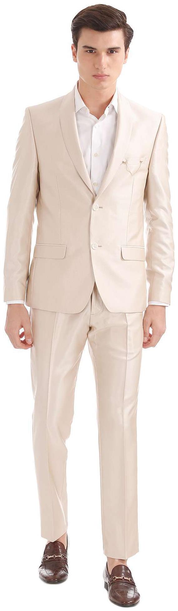 

Arrow Beige Rayon Slim Fit Patterned Weave Suit