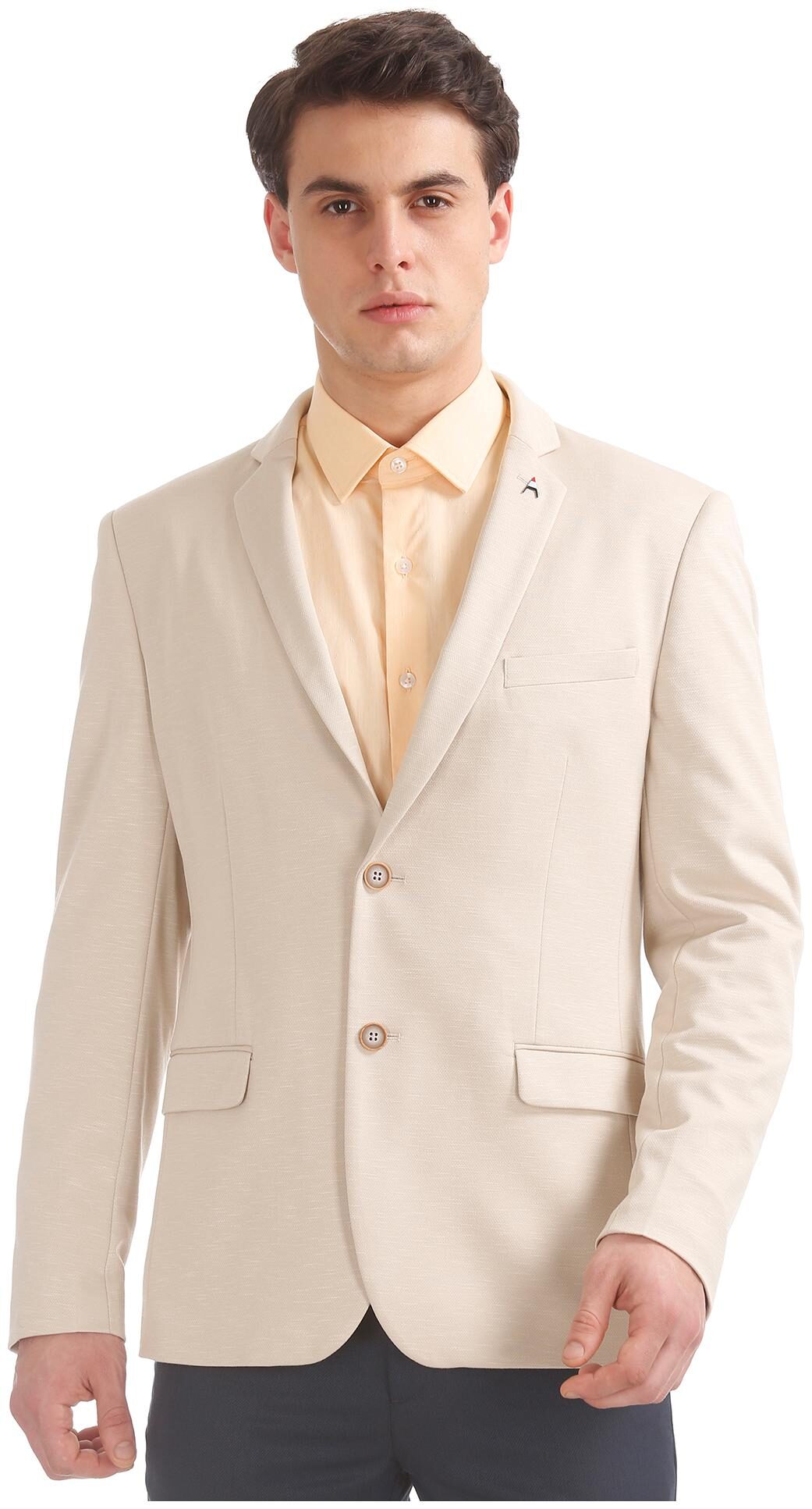 

Arrow Beige Polyester Single Breasted Slim Fit Blazer