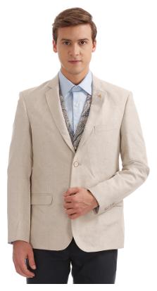 

Arrow Beige Linen Regular Fit Blazer With Waistcoat
