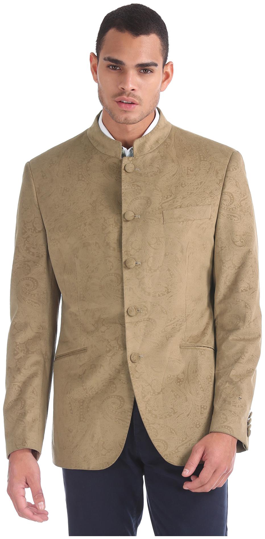 

Arrow Men Beige Textured Regular fit Single Breasted Blazer