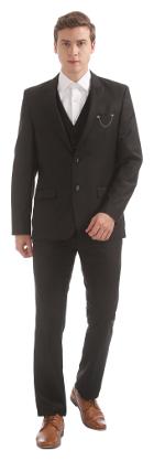 

Arrow Black Viscose Single Breasted Three Piece Suit