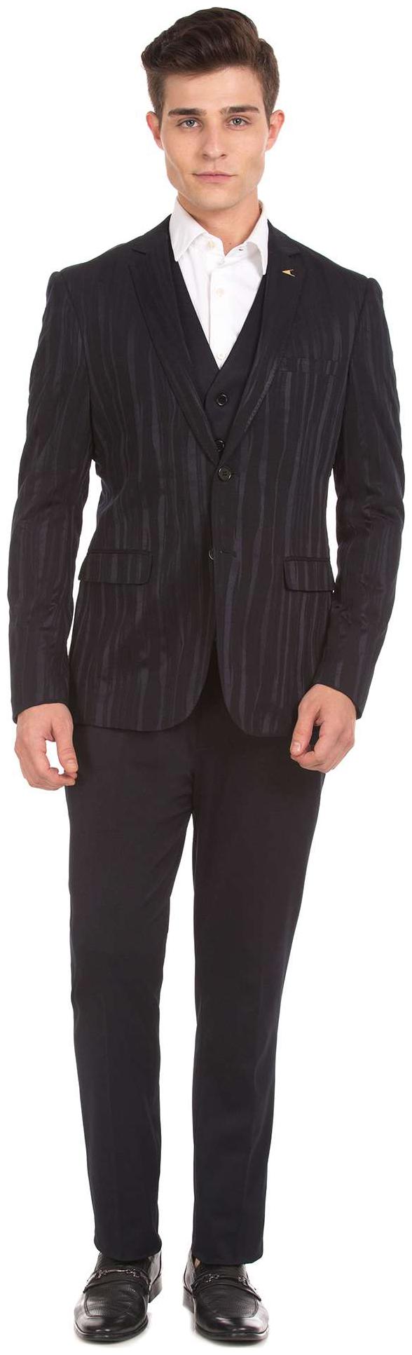 

Arrow Black Polyester Slim Fit Three Piece Suit