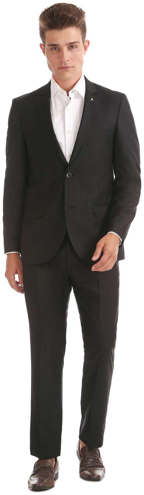 

Arrow Black Polyester Regular Fit Single Breasted Suit