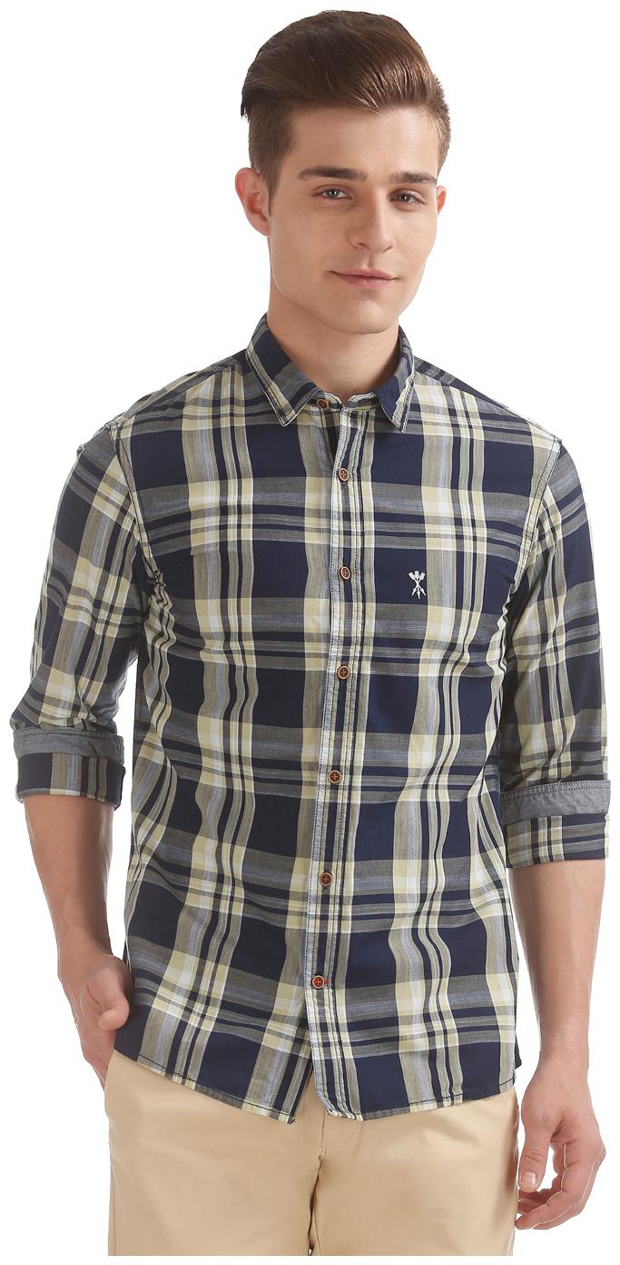 

Arrow Men Blue Checked Regular Fit Casual Shirt