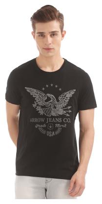 

Arrow Men s Regular Fit Printed T-Shirt - Black