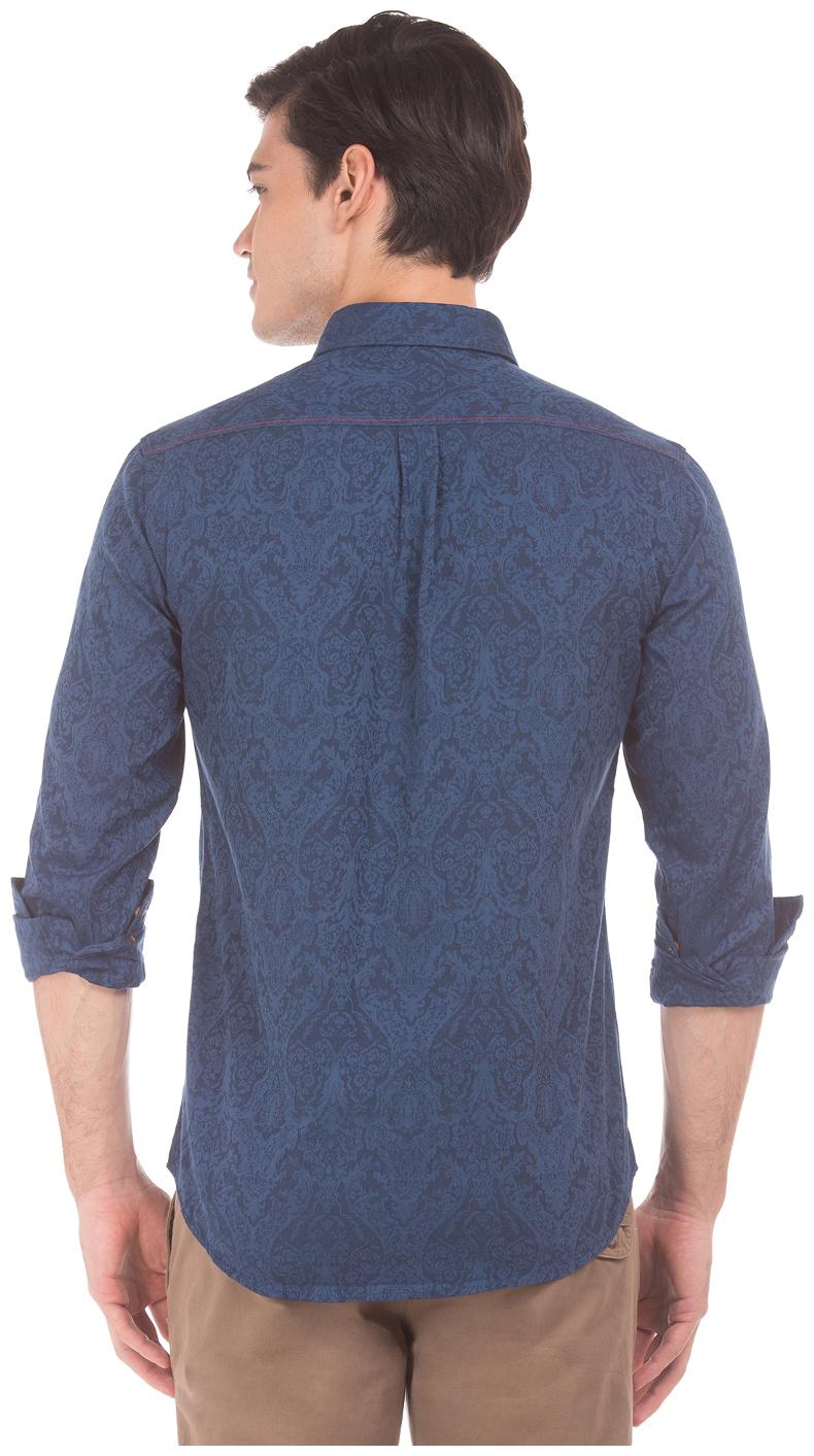 

Arrow Blue Jeans Company Blue Cotton Jacquard Slim Full Sleeves Casual shirts