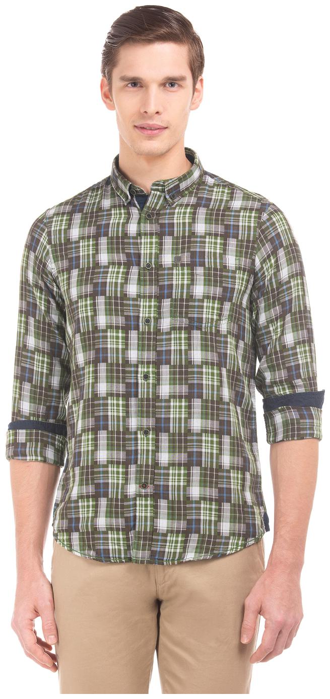 

Arrow Men Green Checked Slim Fit Casual Shirt