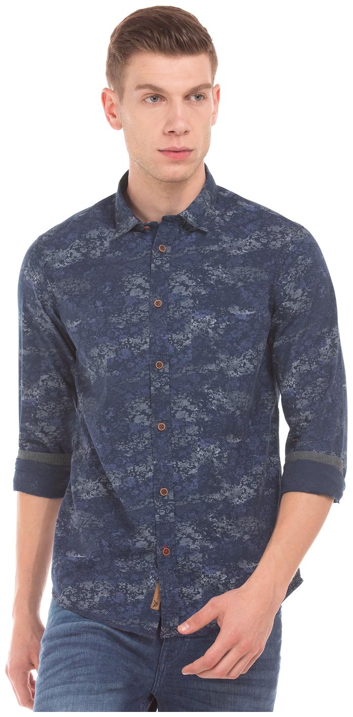 

Arrow Men Blue Printed Regular Fit Casual Shirt