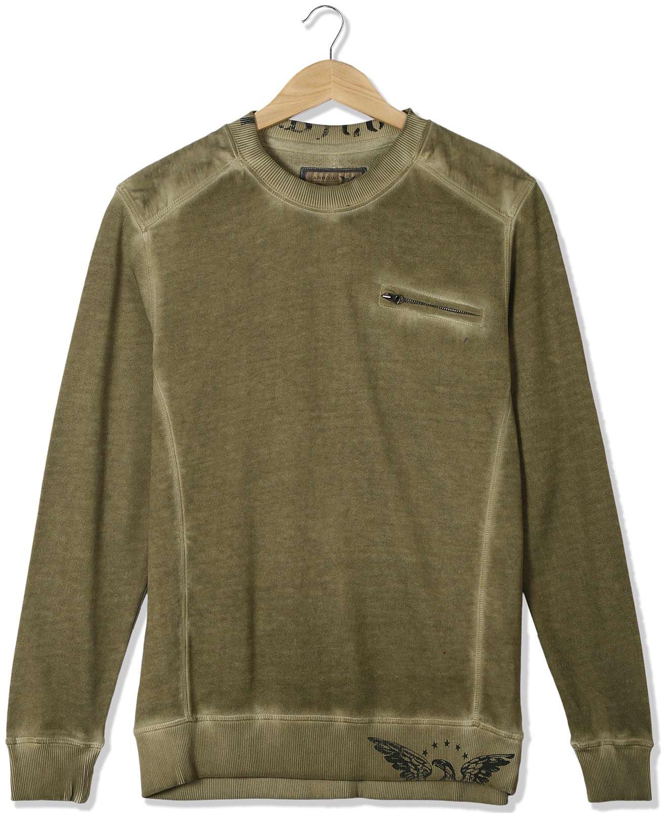 

Arrow Men Green Round neck Sweatshirt