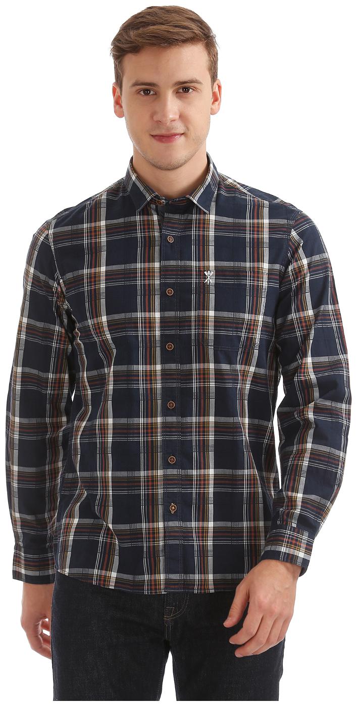 

Arrow Men Blue Plaid Slim Fit Casual Shirt