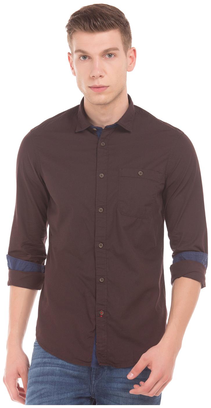 

Arrow Men Brown Solid Slim Fit Casual Shirt