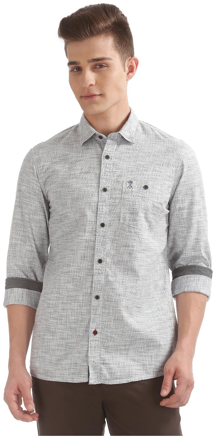 

Arrow Men Grey Printed Slim Fit Casual Shirt