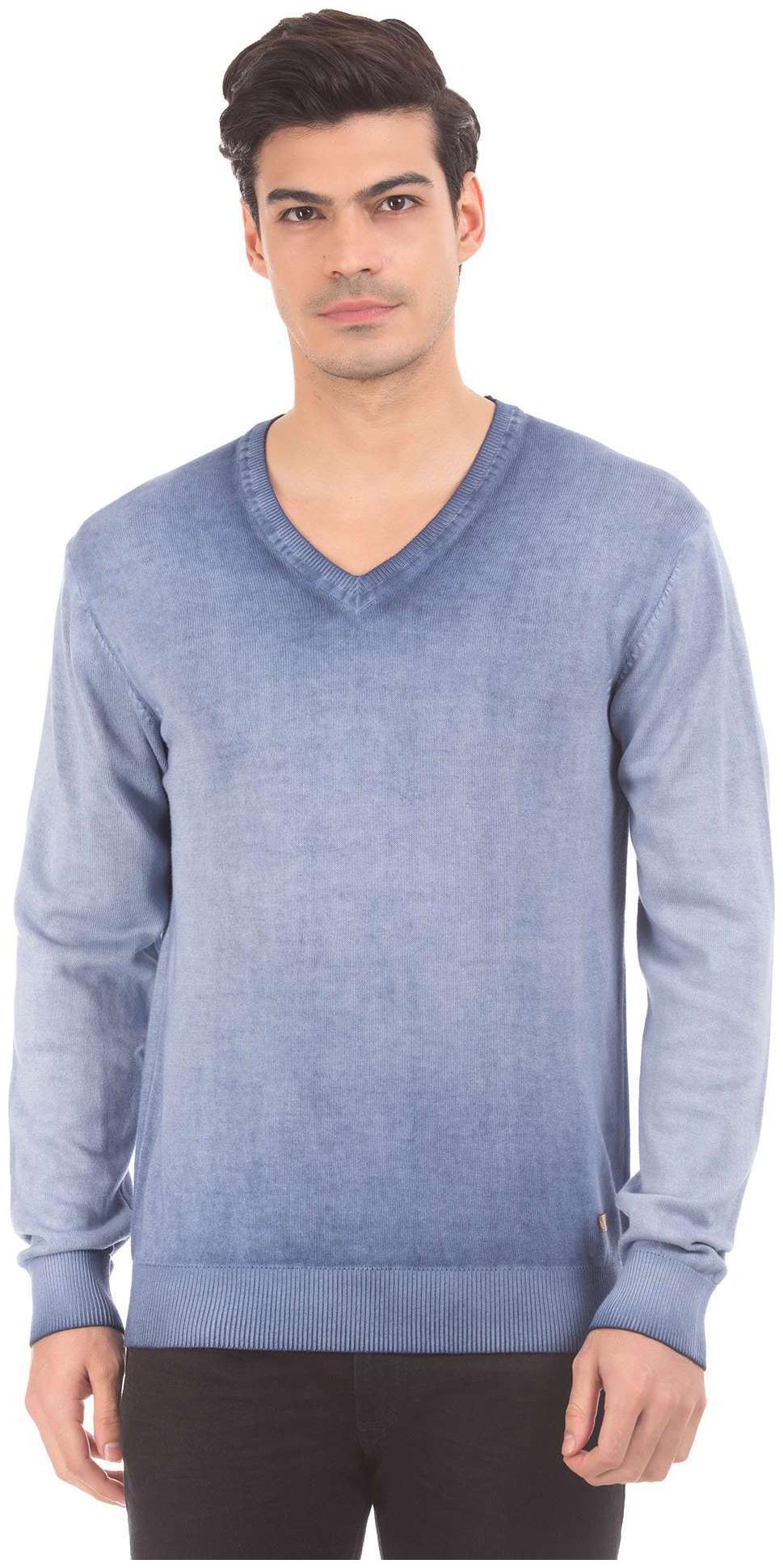 

Arrow Blue Jeans Company Blue Cotton Washed V-Neck Sweater