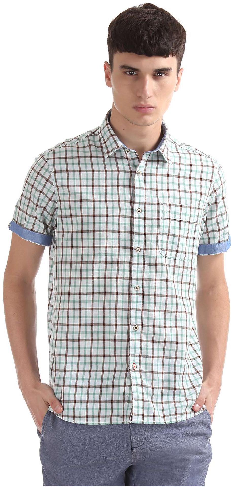 

Arrow Men Green Checked Slim Fit Casual Shirt