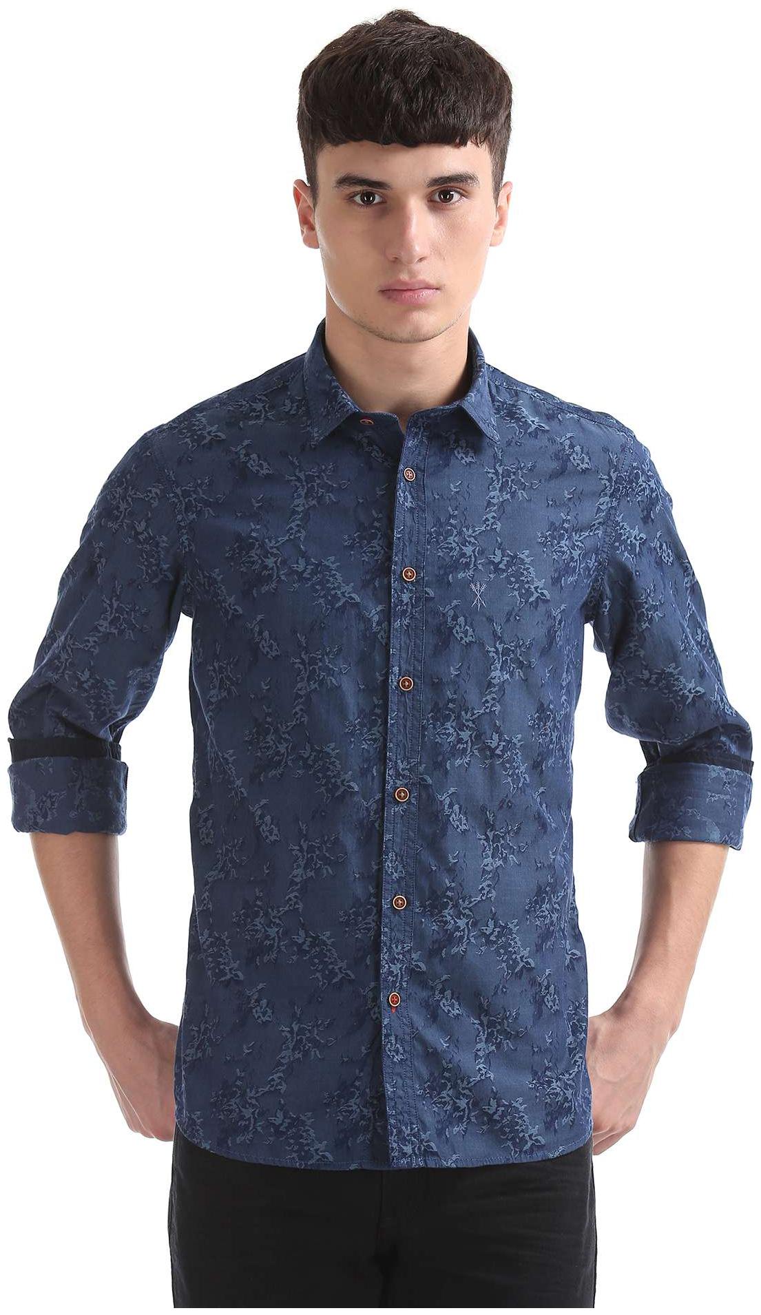 

Arrow Men Blue Printed Slim Fit Casual Shirt