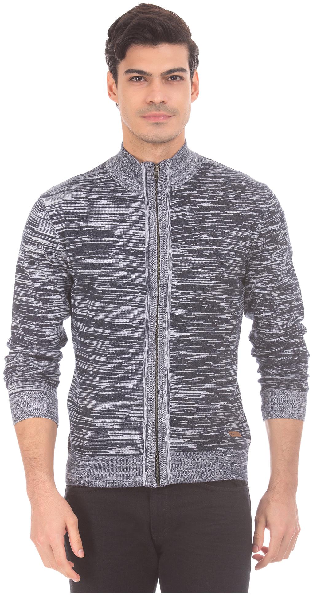 

Arrow Men Blue High neck Front-open sweater