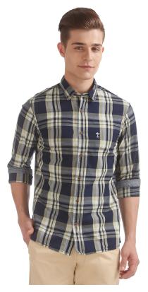 

Arrow Men Blue Checked Regular Fit Casual Shirt