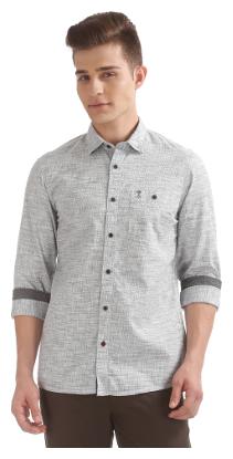 

Arrow Men Grey Printed Slim Fit Casual Shirt