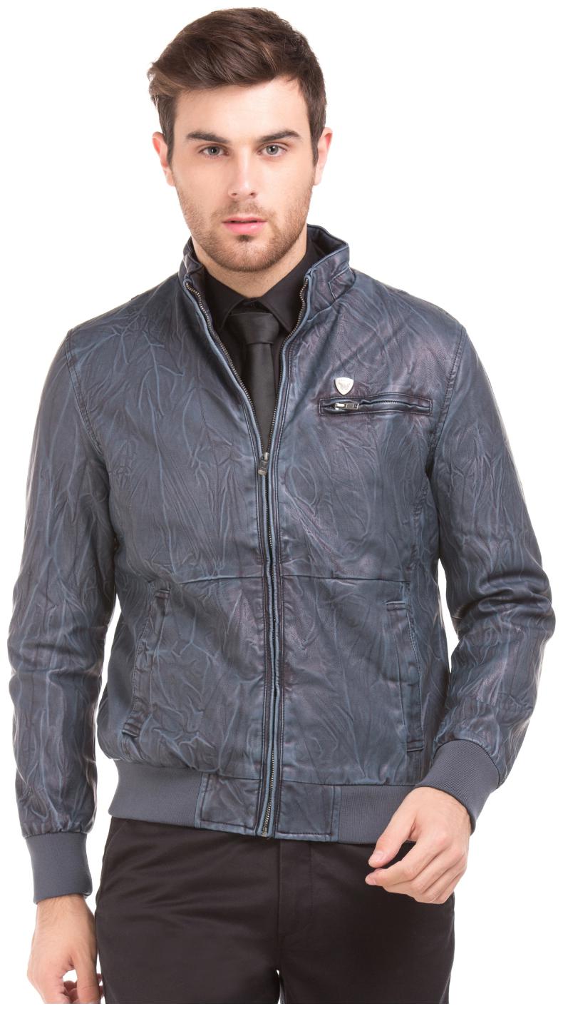 

Arrow Men Blue Solid Biker jacket