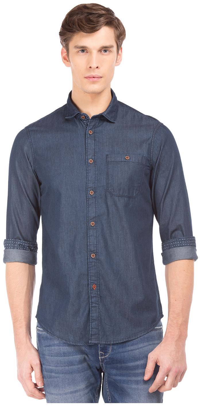 

Arrow Men Blue Polka Dots Slim Fit Casual Shirt
