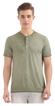 

Arrow Men Green Regular fit Cotton Henley neck T-Shirt - Pack Of 1