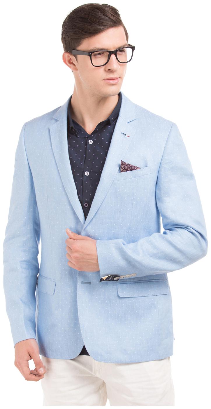 

Arrow Blue Linen Patterned Weave Regular Fit Linen Blazer