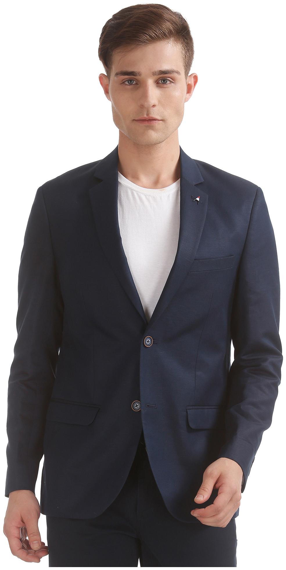 

Arrow Blue Linen Regular Fit Single Breasted Blazer