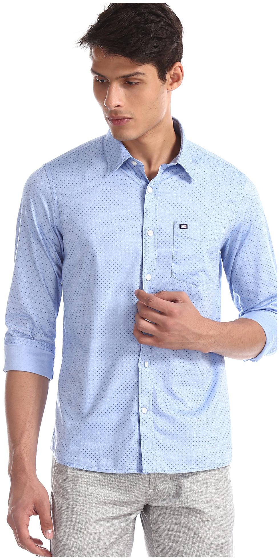 

Arrow Men Blue Polka Dots Slim Fit Casual Shirt