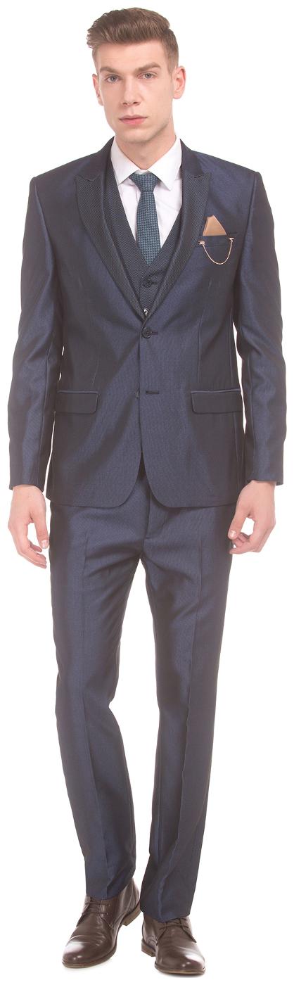 

Arrow Blue Polyester Patterned weave Long sleeves Single Breasted Three Piece Suit
