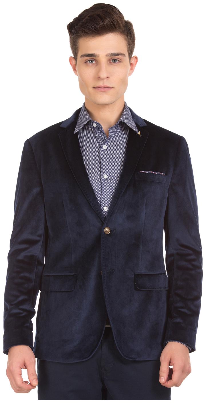 

Arrow Blue Polyester Single Breasted Velveteen Blazer