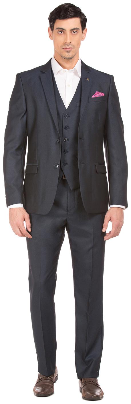 

Arrow Blue Polyester Solid Long sleeves Single Breasted Three Piece Suit