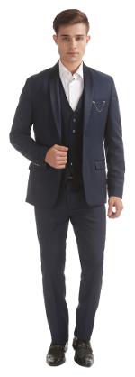 

Arrow Blue Polyester Patterned Three Piece Suit