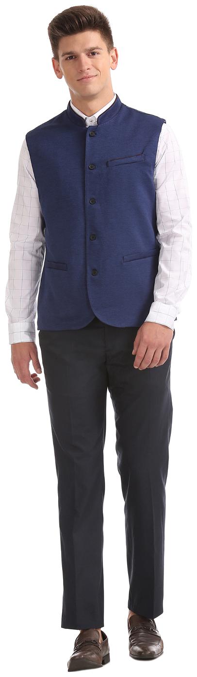 Buy Arrow Blue Rayon Regular Fit Nehru Jacket Online at Low Prices