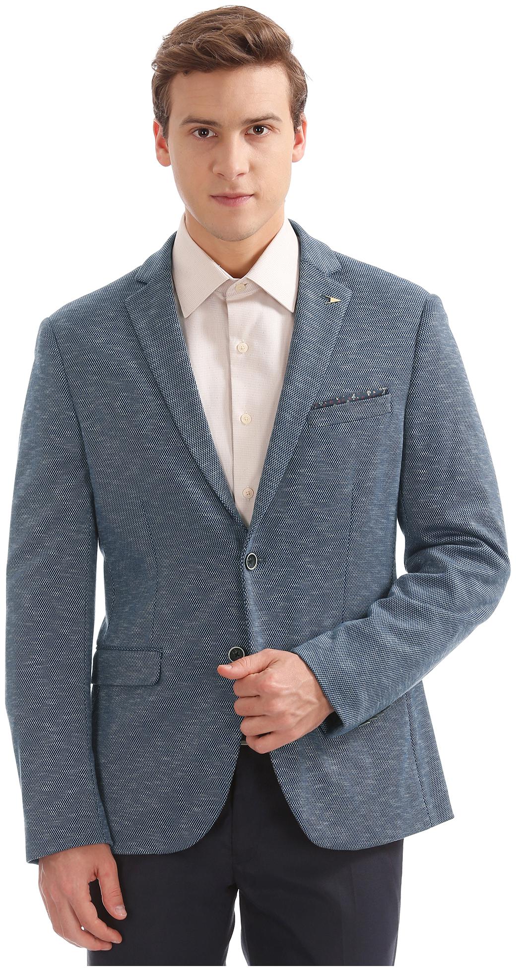 

Arrow Blue Rayon Slim Fit Patterned Blazer