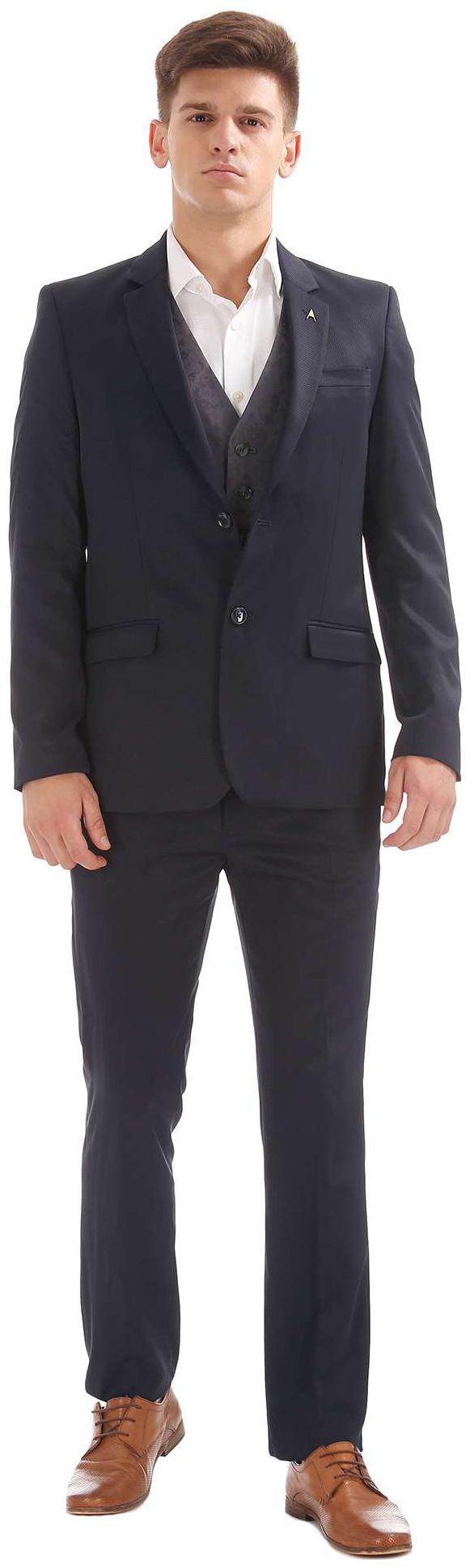 

Arrow Blue Viscose Regular Fit Three Piece Suit